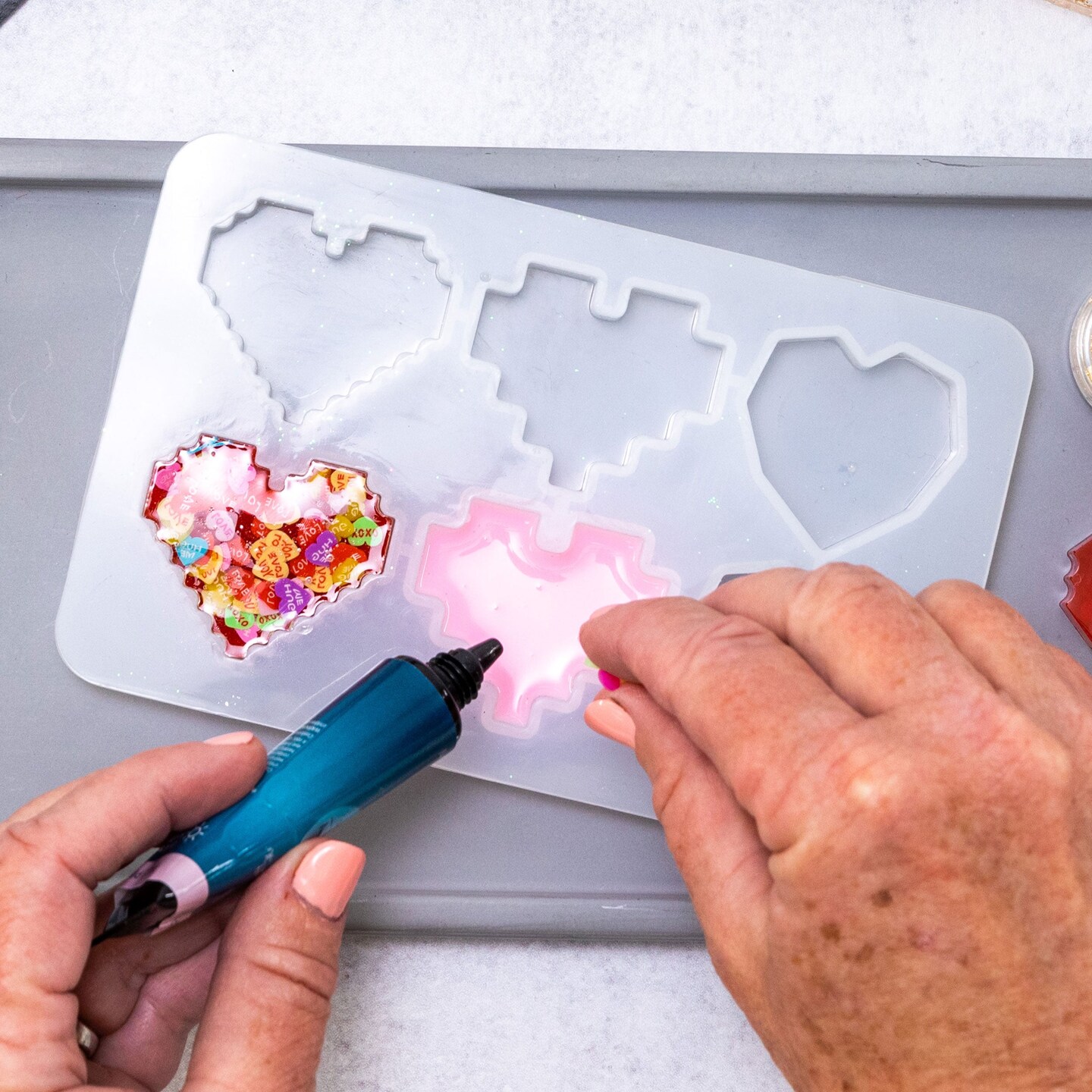 Resin Craft By Me™ Pixel Hearts Keychain Pocket Hug Silicone Mold