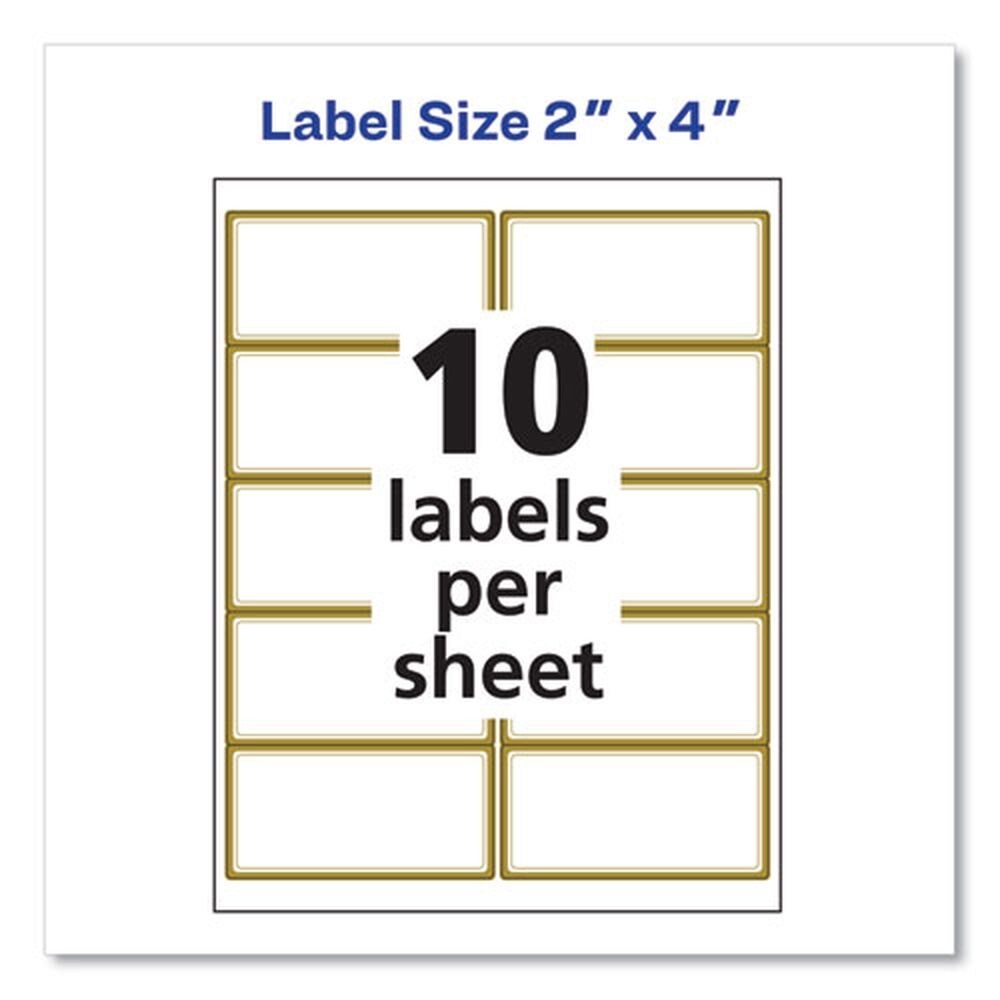 Avery Easy Peel 2 in. x 4 in. Inkjet/Laser Printers Mailing Labels with Metallic Border - White (100/Pack)
