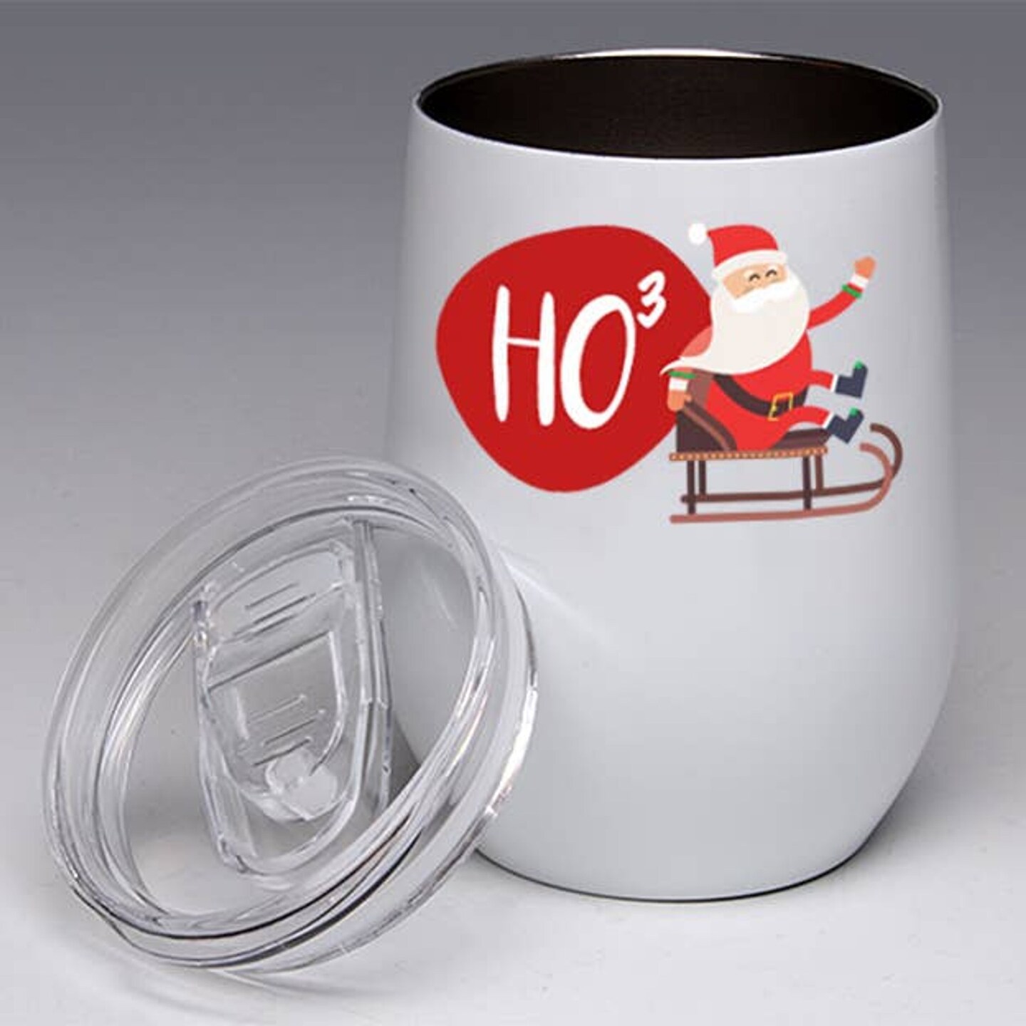 Edge Collections - White - Festive Holiday Wine Tumbler with Clear Lid - 1 Piece