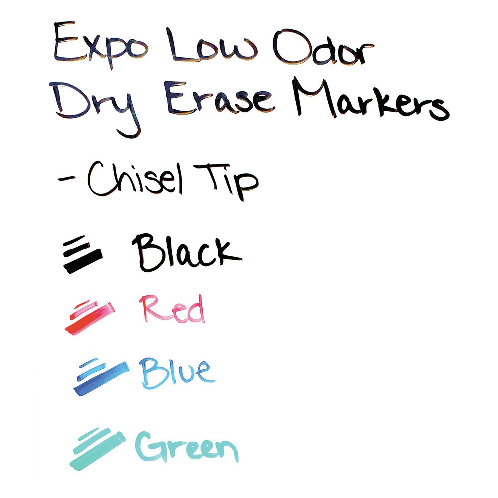 EXPO Broad Chisel Tip Low-Odor Dry-Erase Marker - Assorted Colors (4/Set)
