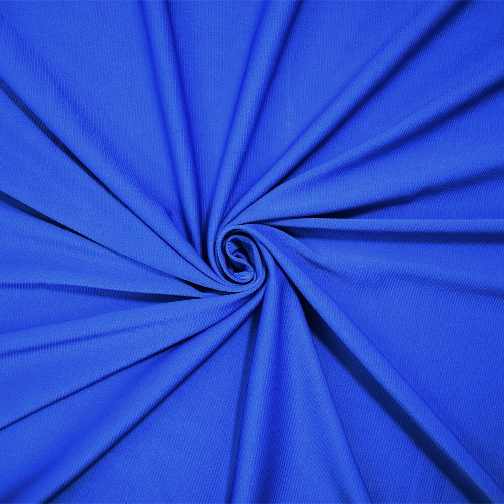 Blue Poly Stretch Spandex Rib-Like Stripe Double Knit Fabric By the Yard
