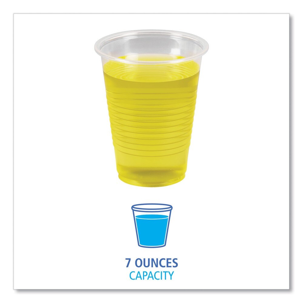 Boardwalk 7 oz. Polypropylene Plastic Cold Cups - Translucent (100 Cups/Sleeve, 25 Sleeves/Carton)