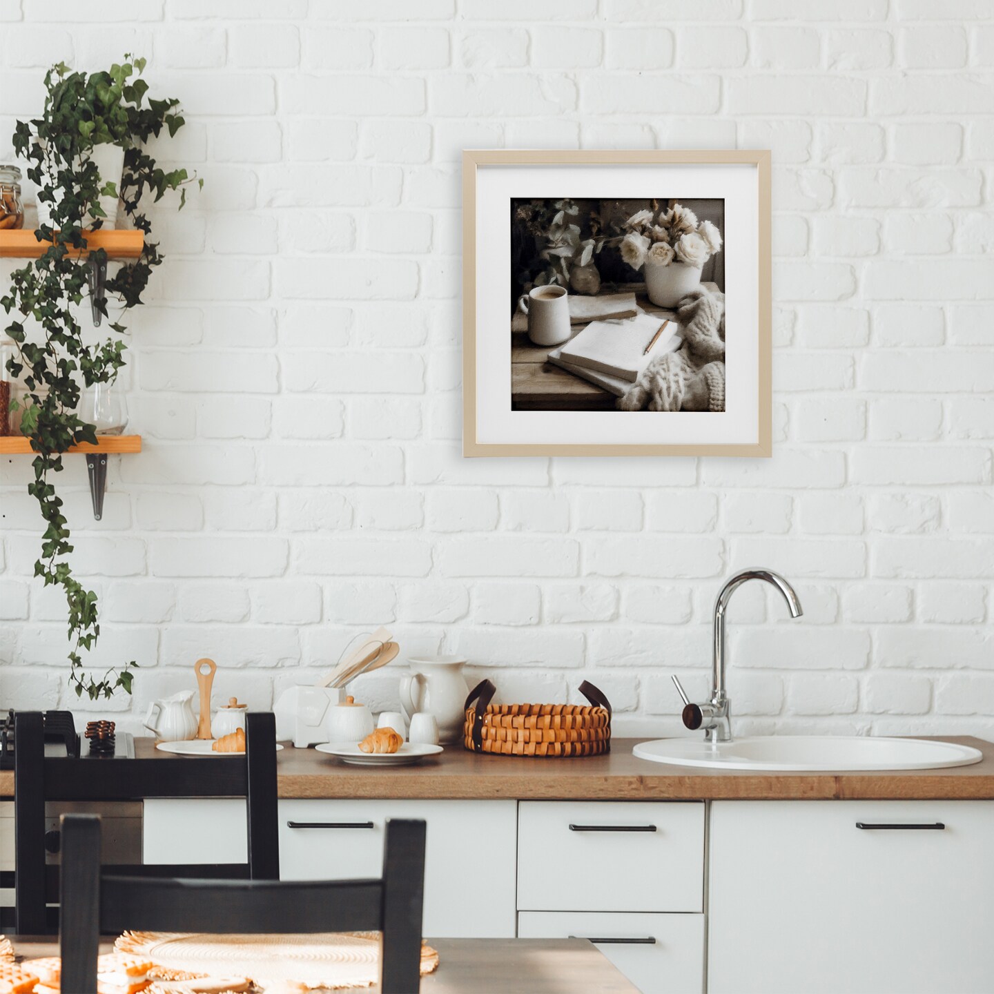 Stupell Industries Morning Coffee & Journaling Framed Print Under Glass, design by Riley B