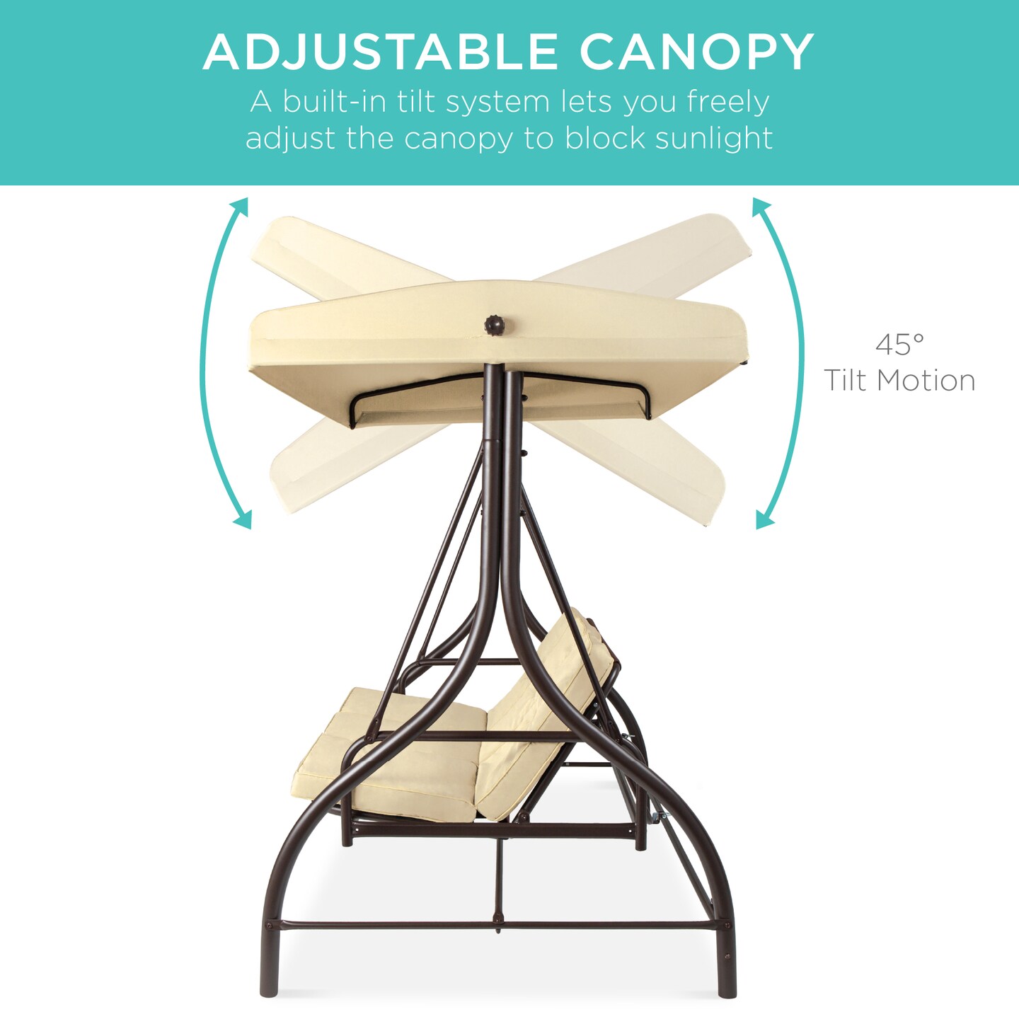 Best Choice Products 3-Seat Outdoor Converting Canopy Swing Glider Patio Hammock w/ Removable Cushions