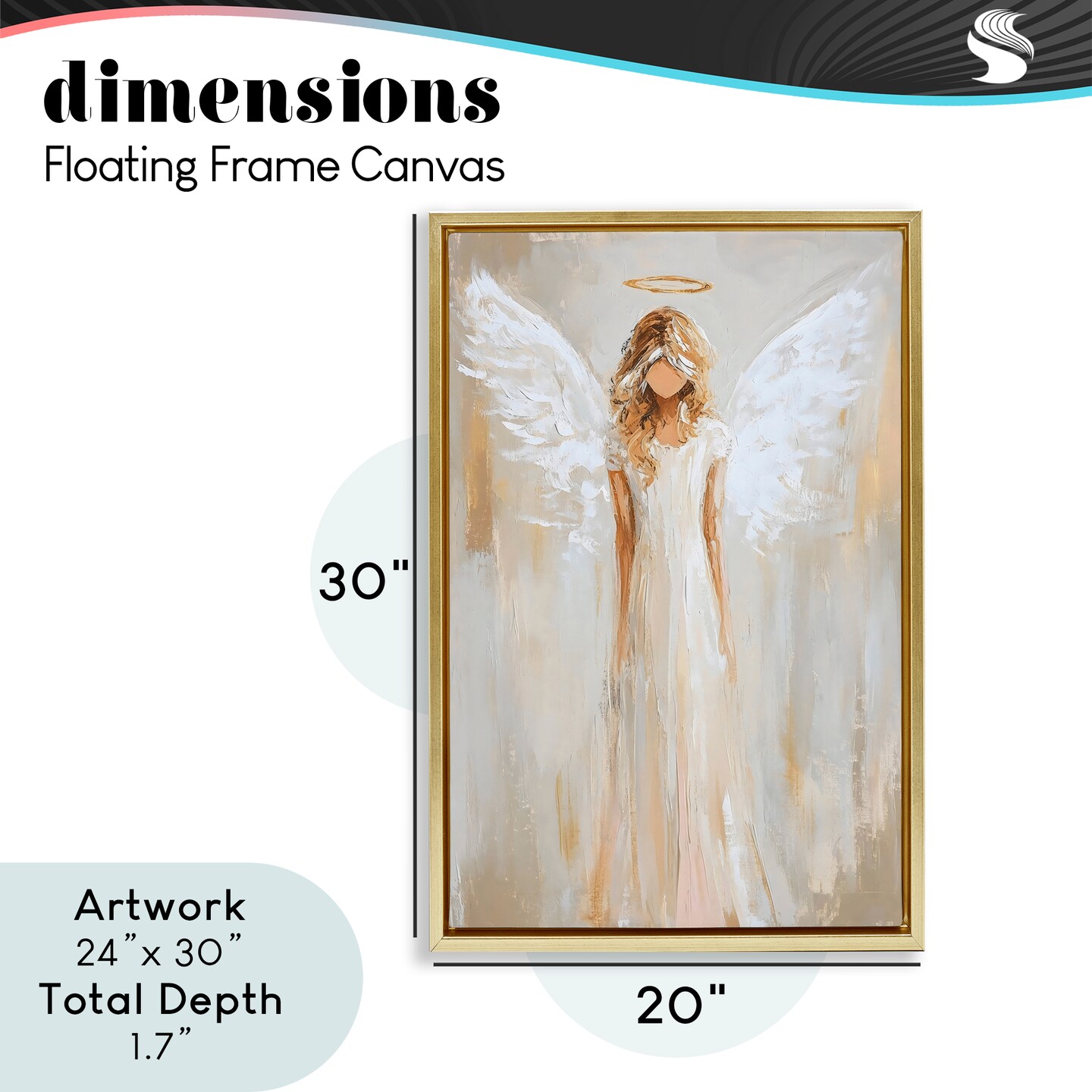 Stupell Industries Divine White Robe Angel Floating Frame, design by Petal Prints Design