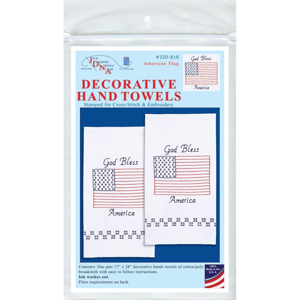 DIY Dempsey American Flag Stamped Embroidery Guest Hand Towel Kit