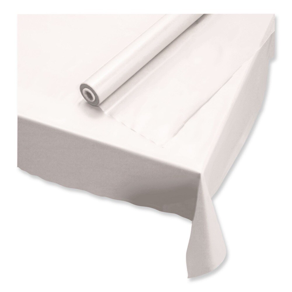 Hoffmaster 40 in. x 100 ft. Plastic Roll Tablecover - White (1-Roll)