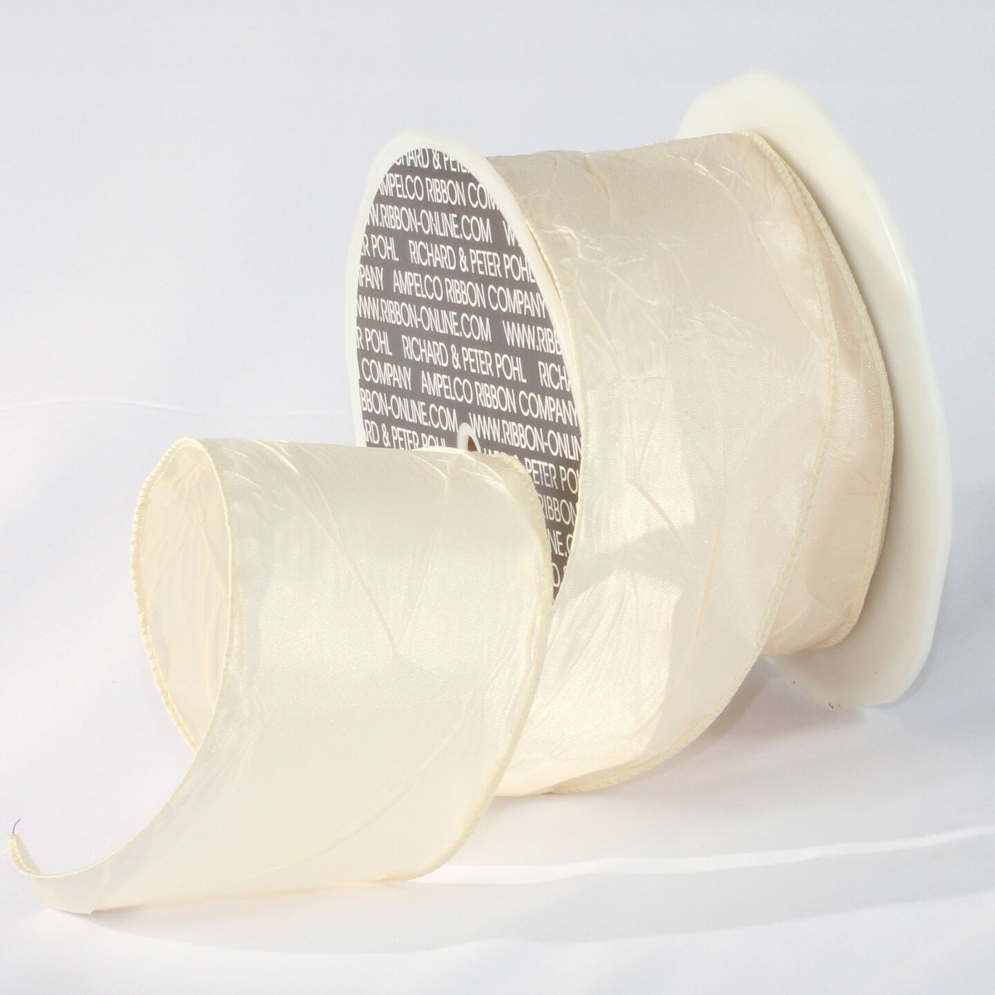 The Ribbon People Ivory Crinkled Satin Wired Craft Ribbon 3" x 27 Yards