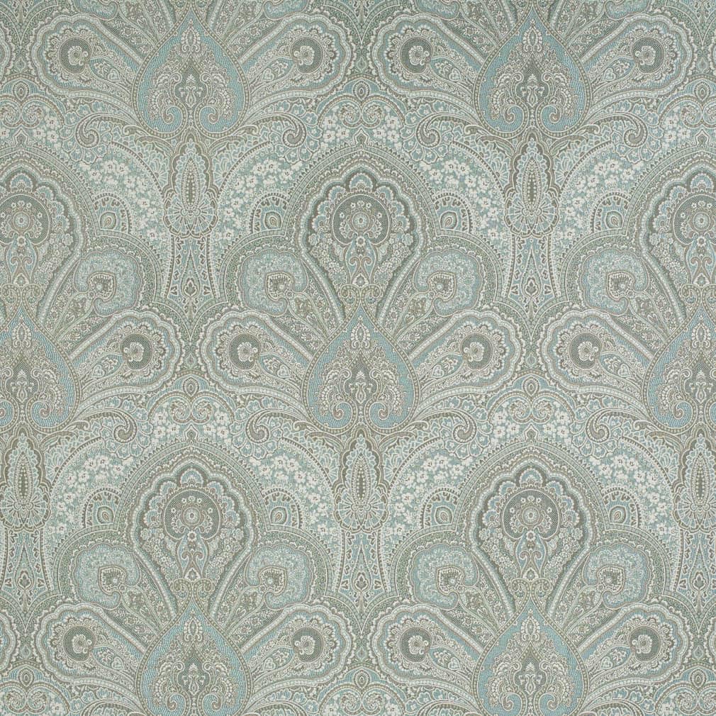 Aqua Damask Woven Pattern Upholstery Fabric by The Yard - SKU: Dunbar Aqua