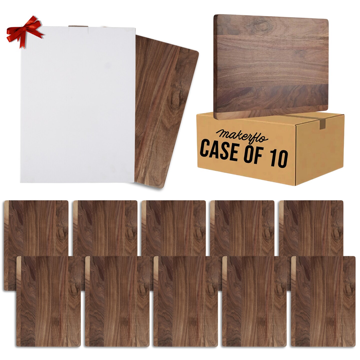 MakerFlo Blank Cutting Boards – Walnut, Rubberwood & Bamboo | Bulk & Wholesale Engraving Blanks for Crafters, Laser Engravers, Small Businesses & DIY Makers