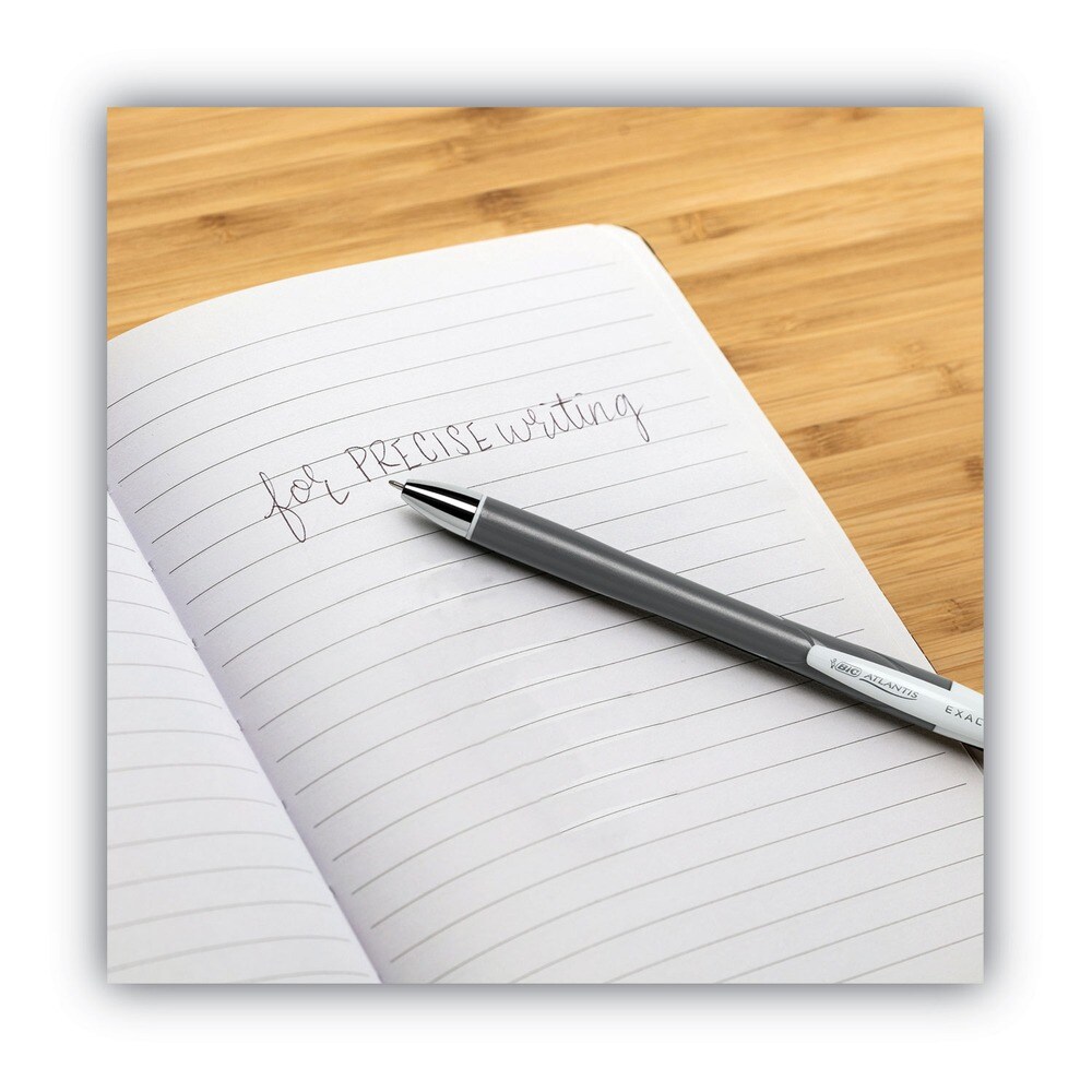 BIC Fine 0.7 mm GLIDE Exact Retractable Ballpoint Pen - Black Ink, Black Barrel (1-Dozen)