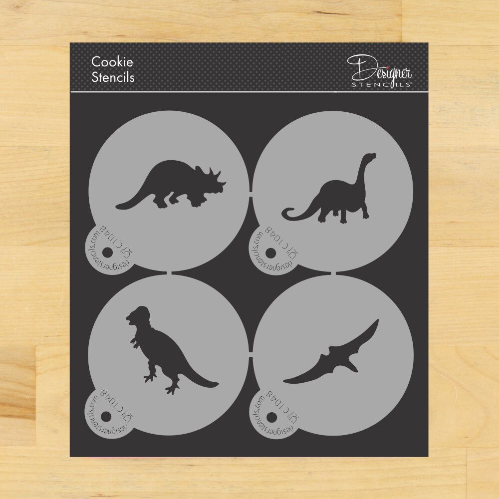 Dinosaur Cookie Stencil Set | C1048 by Designer Stencils | Cookie Decorating Tools |