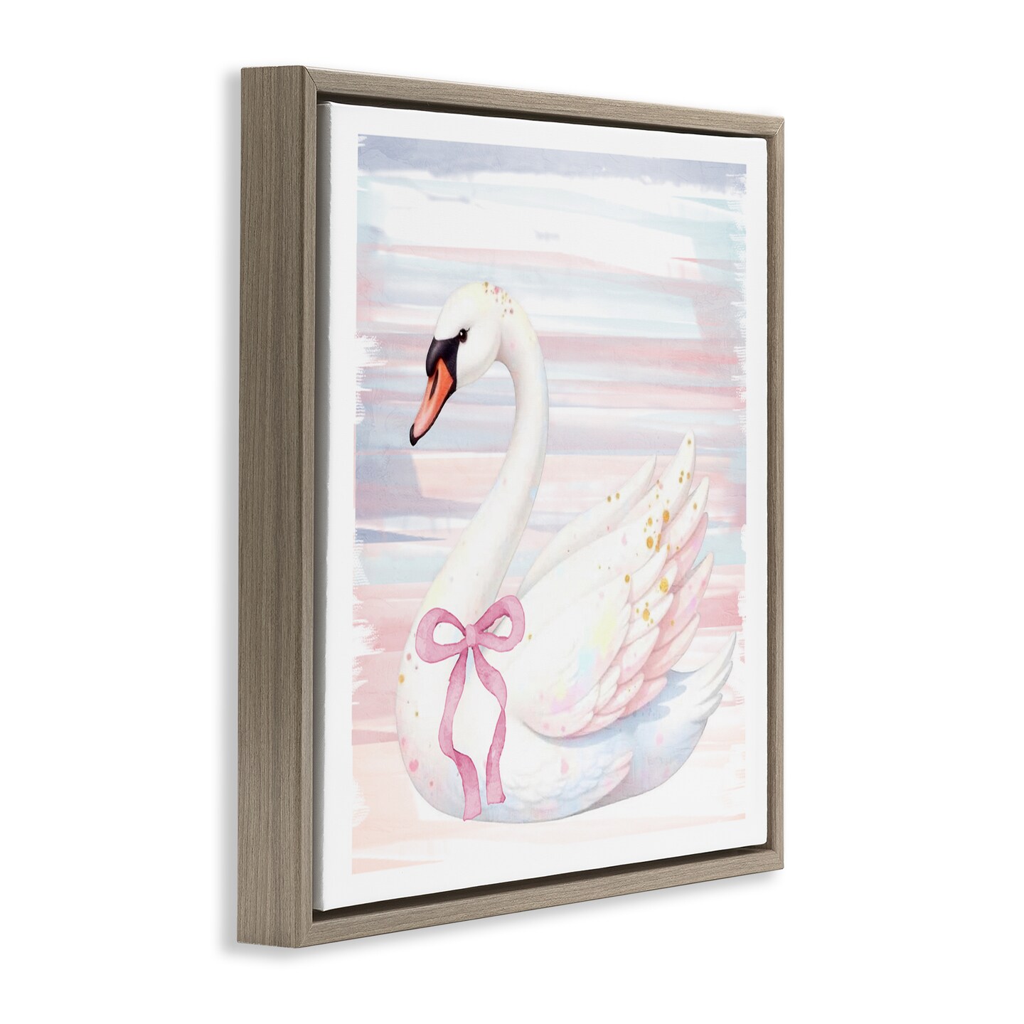Stupell Industries Pastel Swan with Ribbon Floating Frame, design by Kim Allen