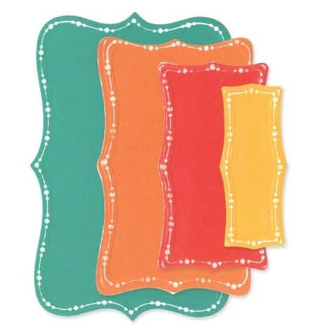 Sizzix Framelits Die Set 8PK - Fanciful Framelits, Doris Dotted Top Note by Stacey Park