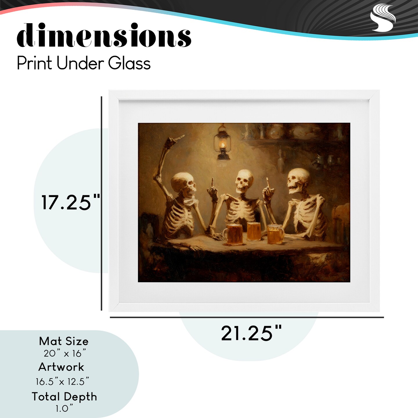 Stupell Industries Skeletons Drinking at Tavern Framed Print Under Glass, design by Arlington Prints