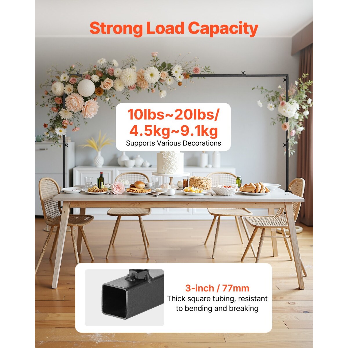 Over-the-Table Balloon Arch Stand, Adjustable Metal Rod Frame for Party Decorations