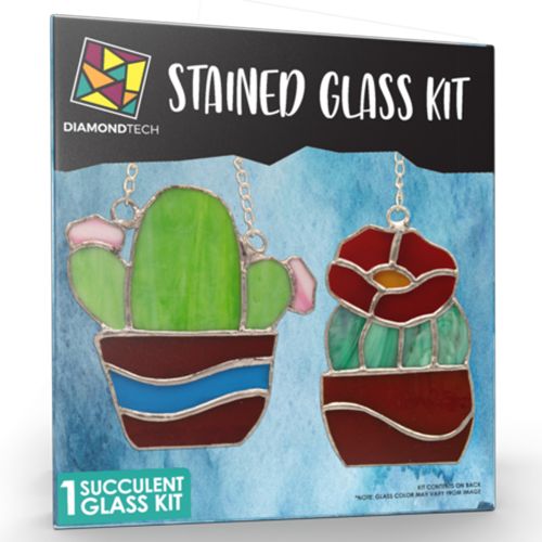Succulents Pre-Cut Stained Glass Kit-Make Your own Beautiful Glass Project.