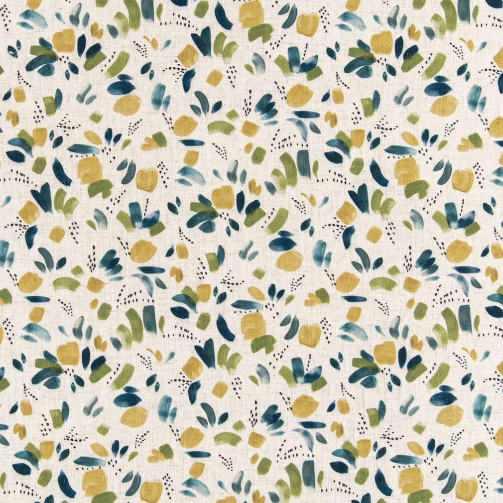 Blue Green Stain Resistant Performance Abstract Print Upholstery Fabric by The Yard - SKU: Ezra Moss
