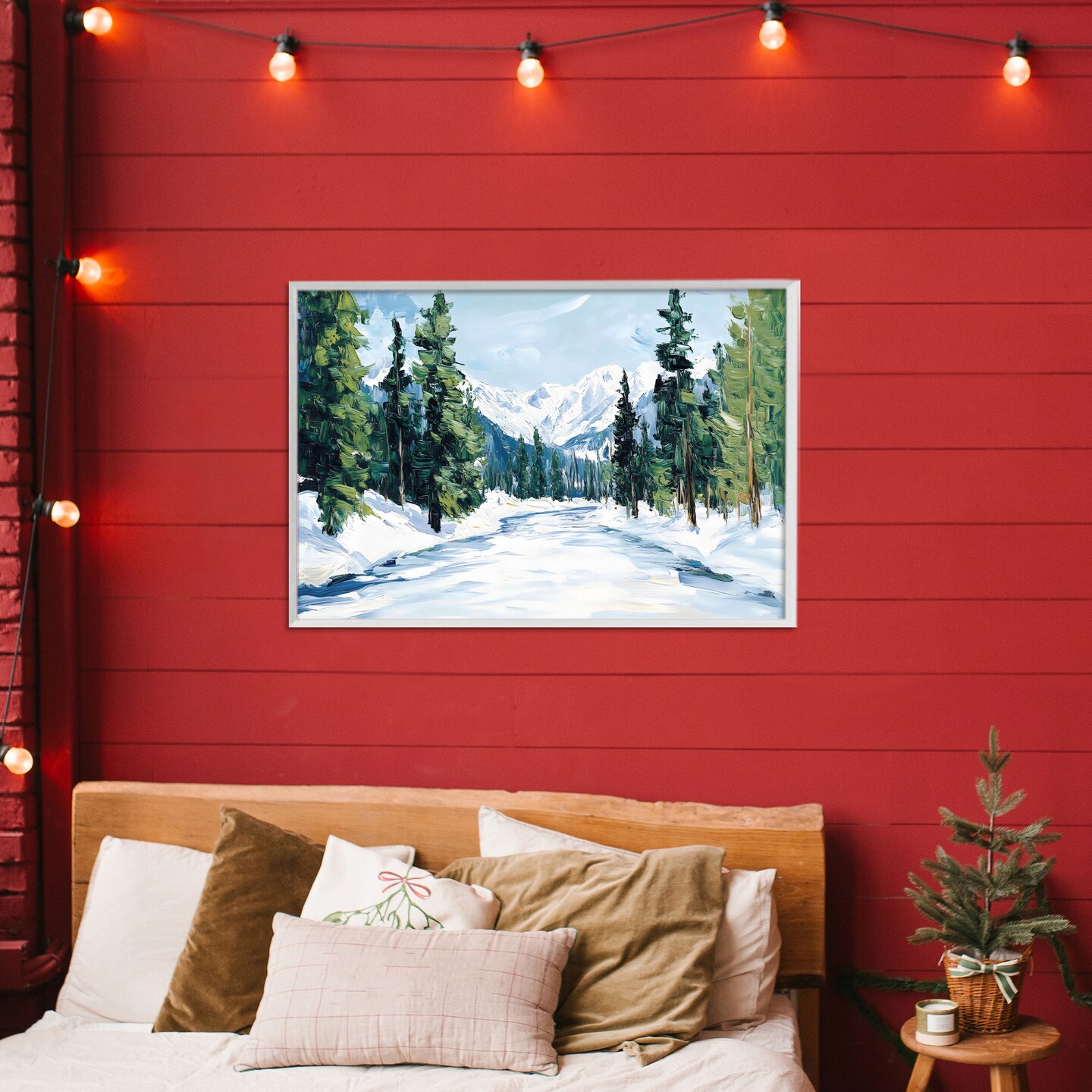 Stupell Industries Snowy Tall Tree Pass Framed Giclee, design by Petal Prints Design