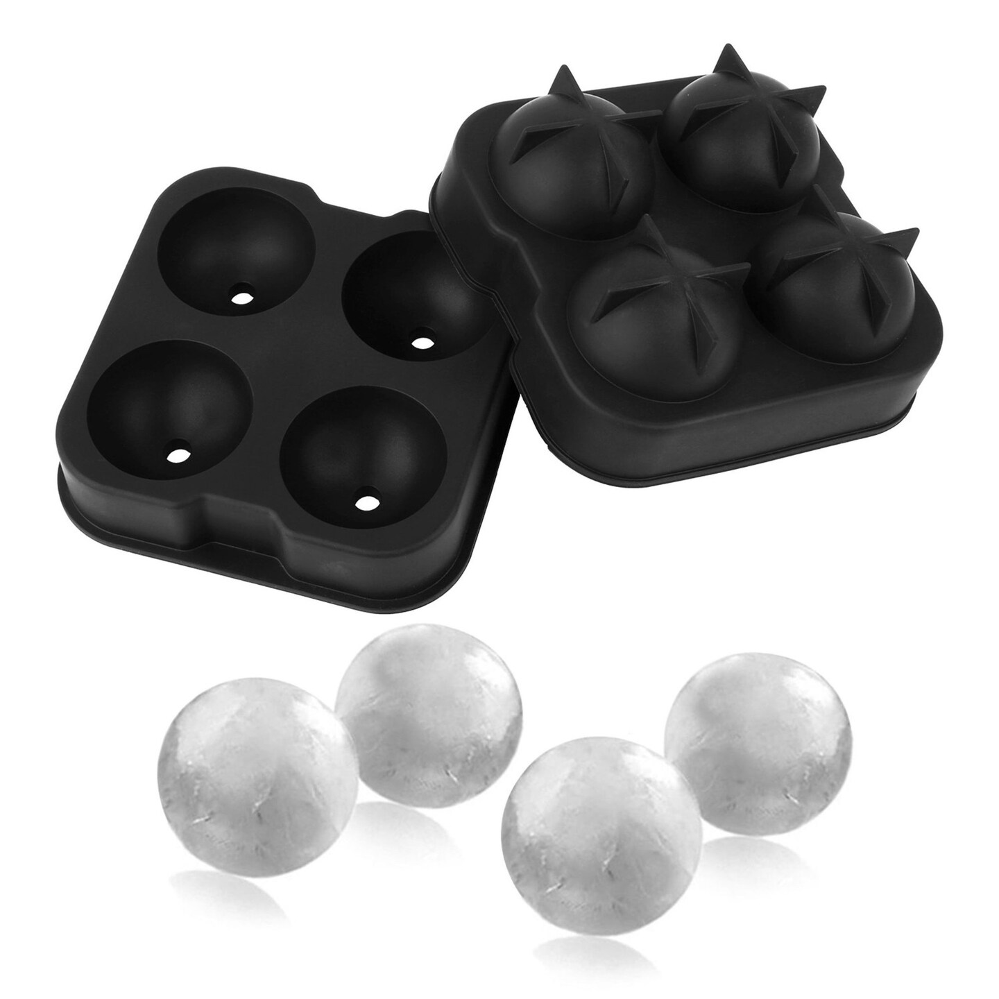 Edge Collections - 4.72" x 4.72" - Black - Silicone Ice Mold for Creating Perfect Spheres - 1 Piece