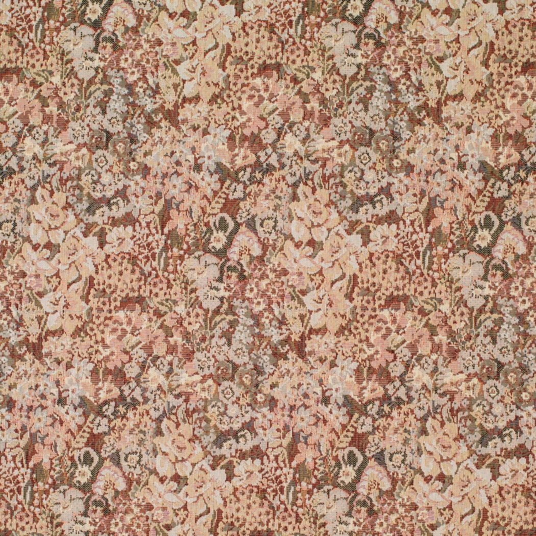 Brown Orange Rust Performance Grade Tapestry Woven Pattern Upholstery Fabric by The Yard - SKU: Petunia Mahogany