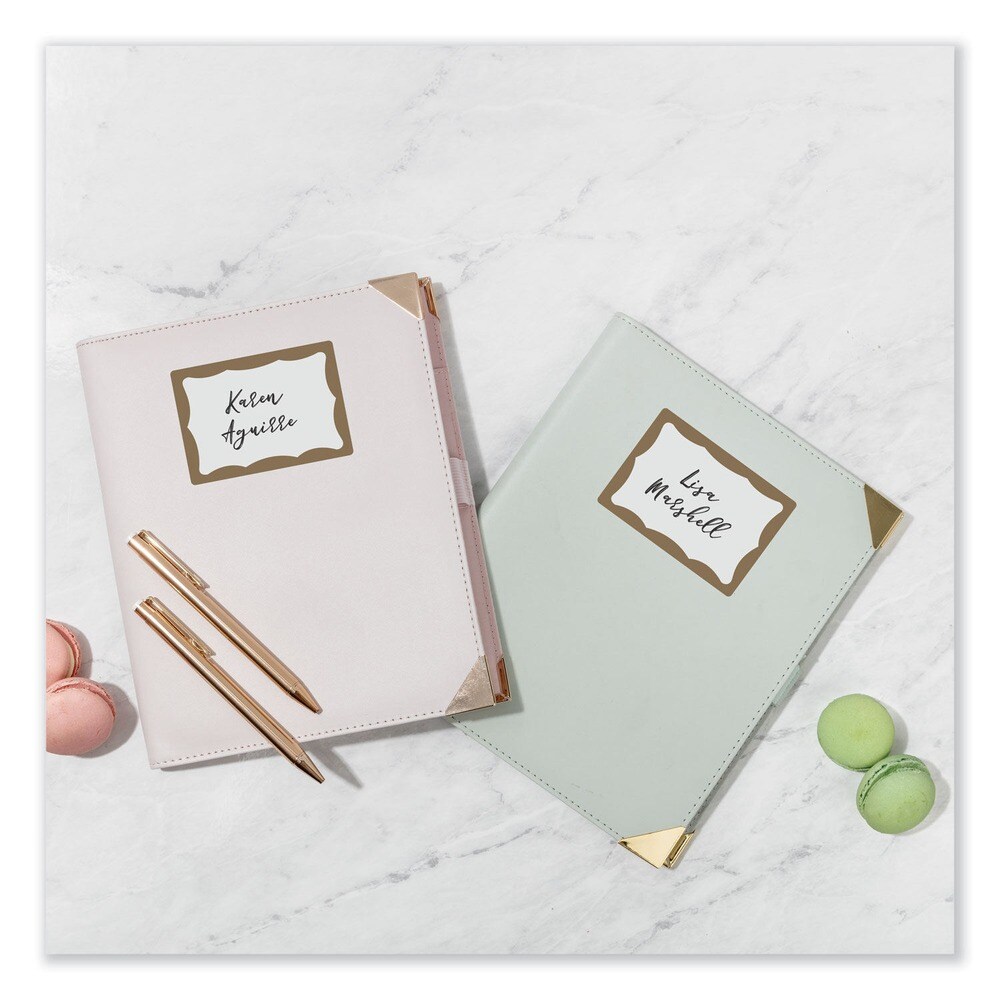 Avery 3.38 in. x 2.33 in. Printable Adhesive Name Badges - Gold Border (100/Pack)