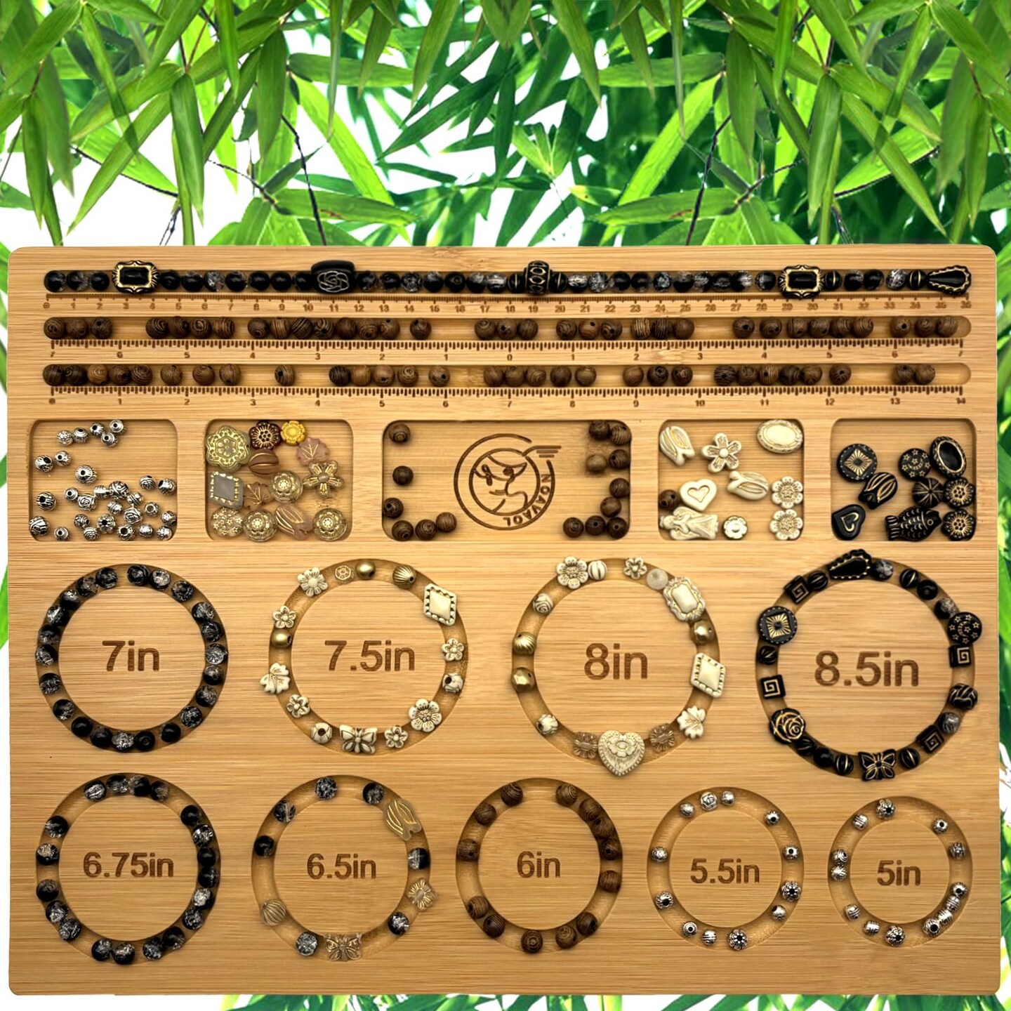 Bead Boards for Jewelry Making, Combi Bamboo Beading Board for Jewelry Bracelet Making, Beading Trays Design Mats for Necklace, Bracelet, DIY Design Bamboo