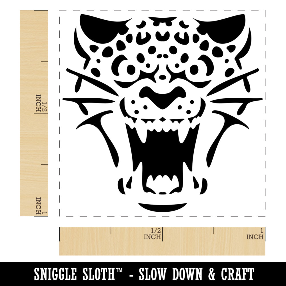 Ferocious Snarling Leopard Jaguar Jungle Cat Self-Inking Rubber Stamp ...