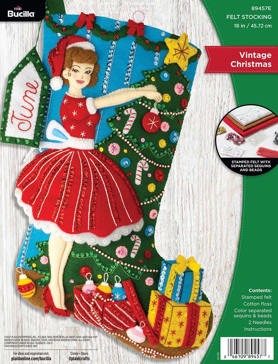 DIY Bucilla Vintage Christmas Tree Old Fashioned Felt Stocking Kit