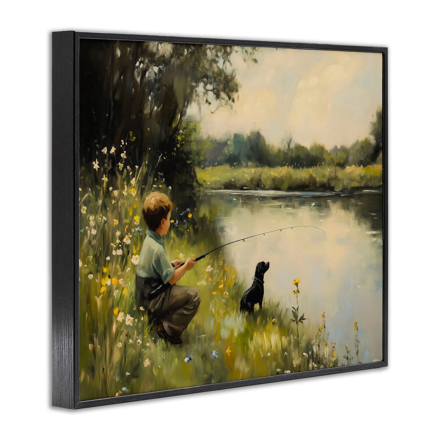 Stupell Industries Boy & Puppy Fishing Framed Giclee, design by Arlington Prints