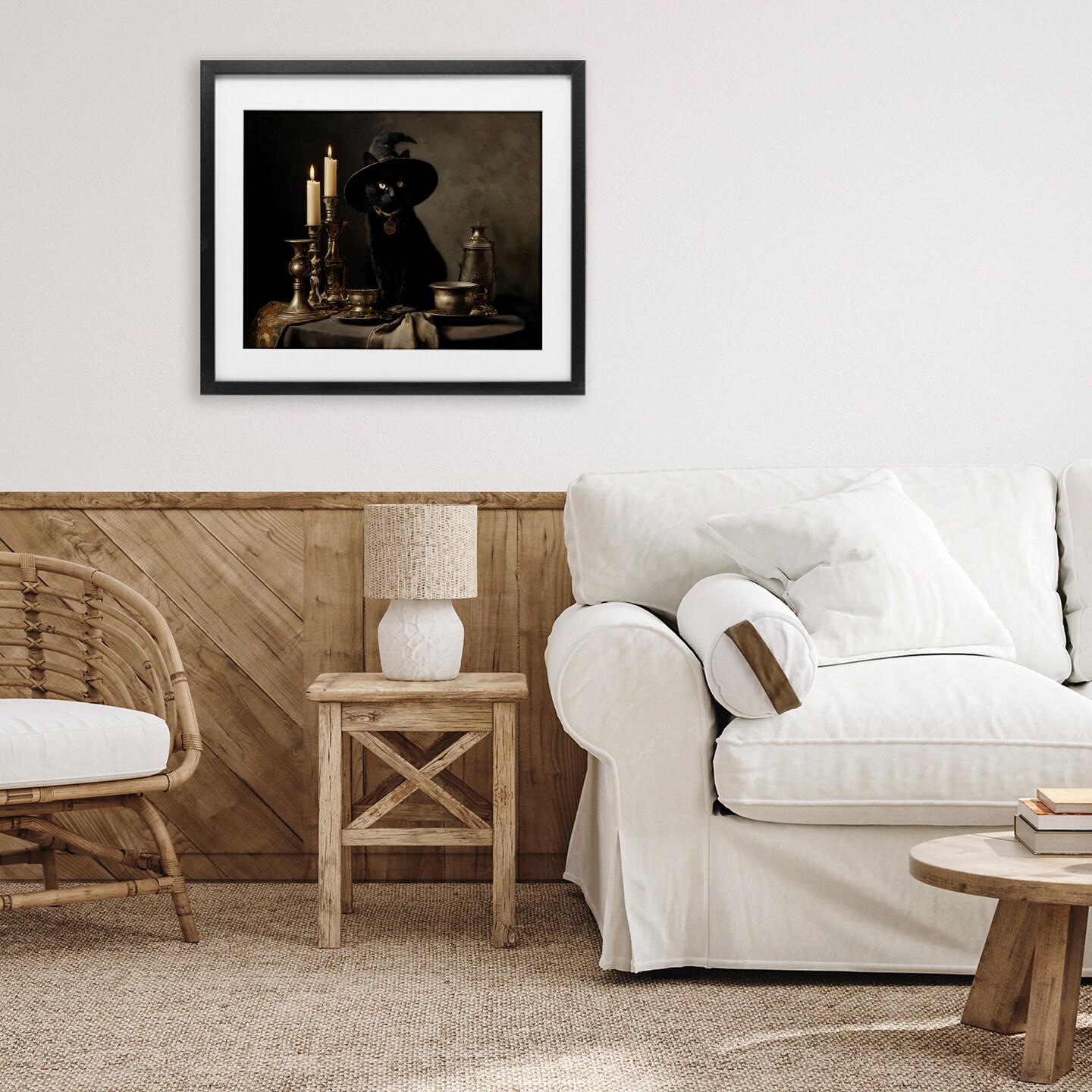 Stupell Industries Vintage Witchy Black Cat Framed Print Under Glass, design by Arlington Prints