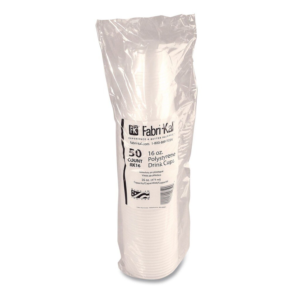Fabri-Kal RK 16 oz Ribbed Plastic Cold Drink Cups - Translucent (50/Sleeve, 20 Sleeves/Carton)