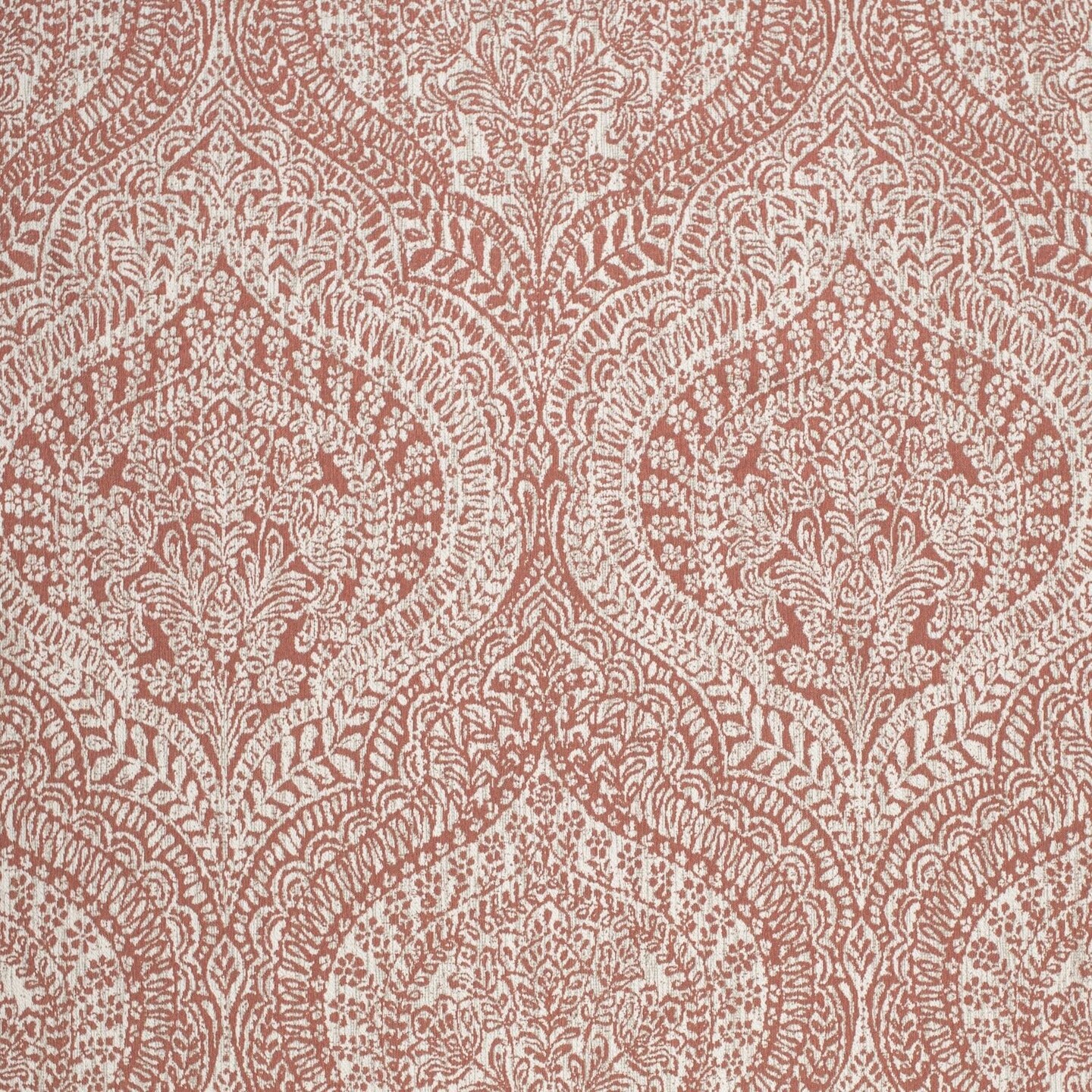 Brown Orange Rust Performance Grade Damask Geometric Woven Pattern Upholstery Fabric by The Yard - SKU: Burma Salmon