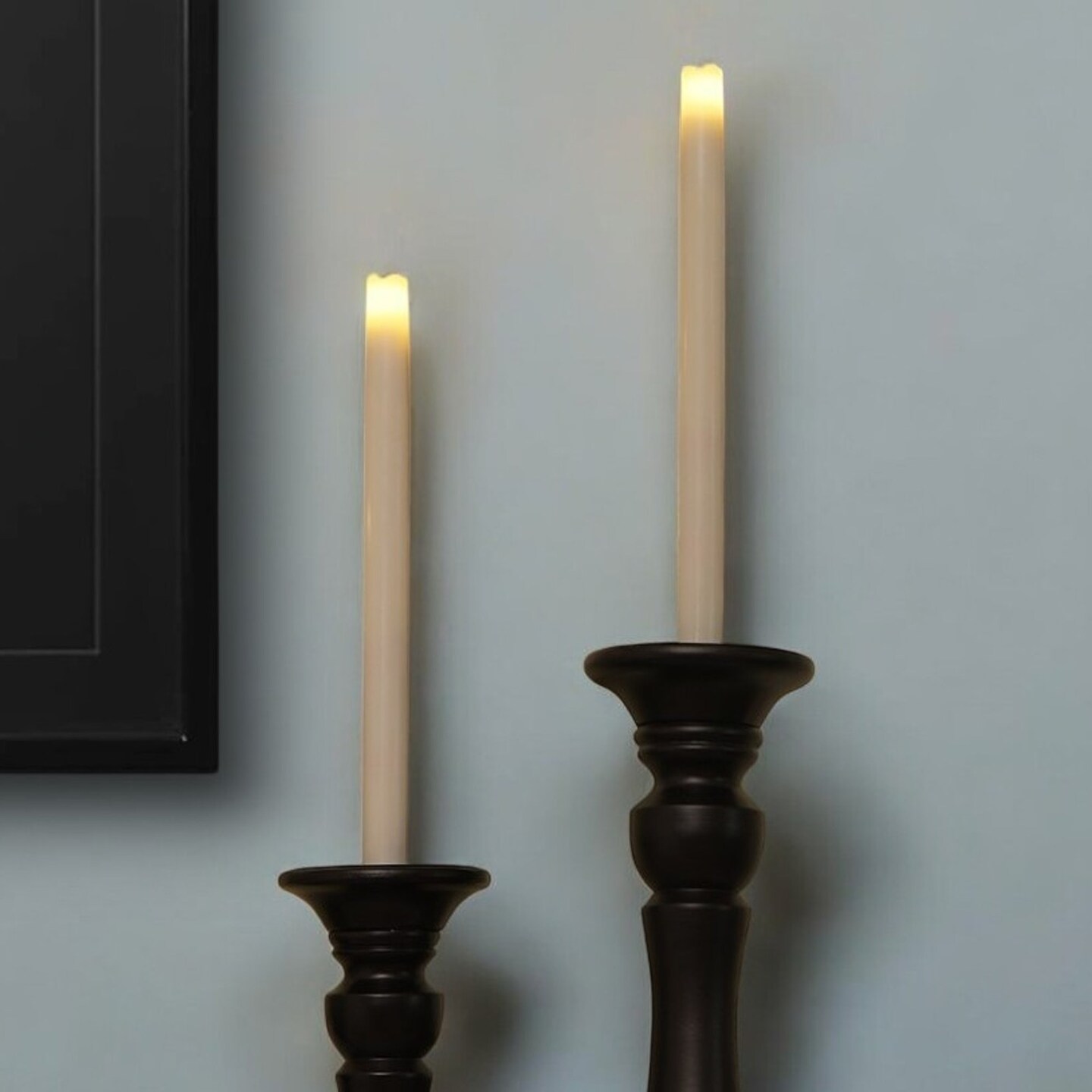 Edge Collections - 9" x 5" - White - Flameless Taper Candles for Ambient Lighting - 2 Piece