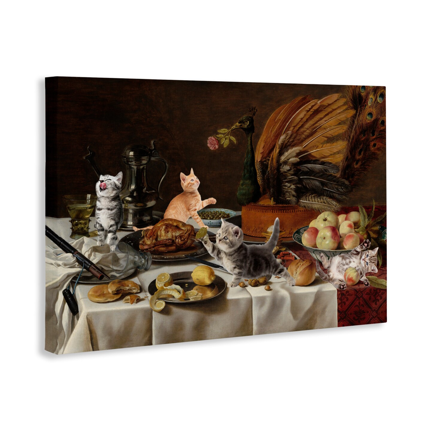 Stupell Industries Kittens on Still Life Feast Canvas, design by Masters Redux