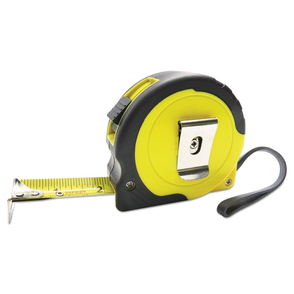 Boardwalk 25 ft. 1/16 in. Graduations Plastic Case Easy Grip Tape Measure - Black and Yellow