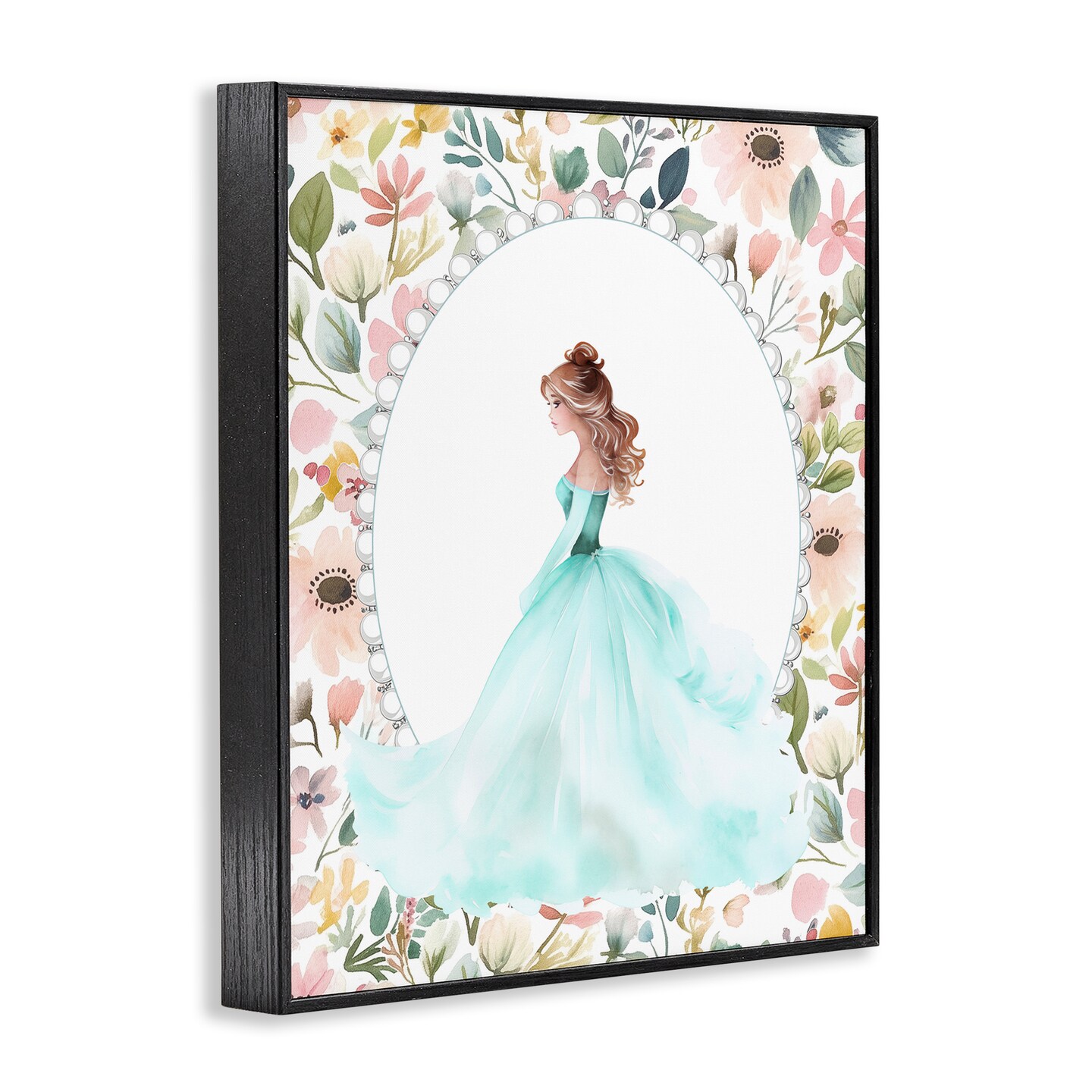 Stupell Industries Blue Princess with Pearl Border Framed Giclee, design by Christine Simpson Art