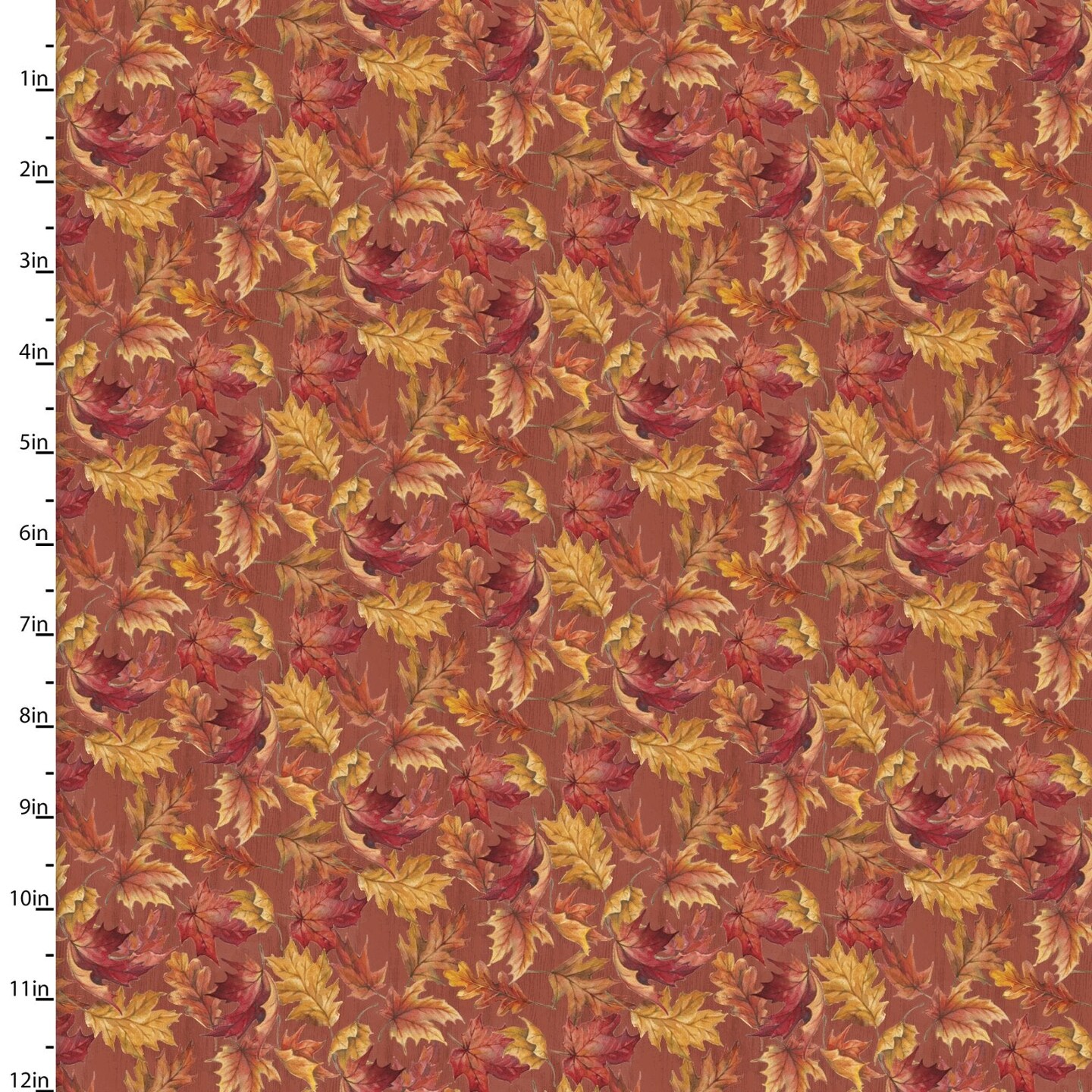 Fabric 3 Wishes Rust Falling Leaves Autumn Days by the Quarter Yard 23663-RST