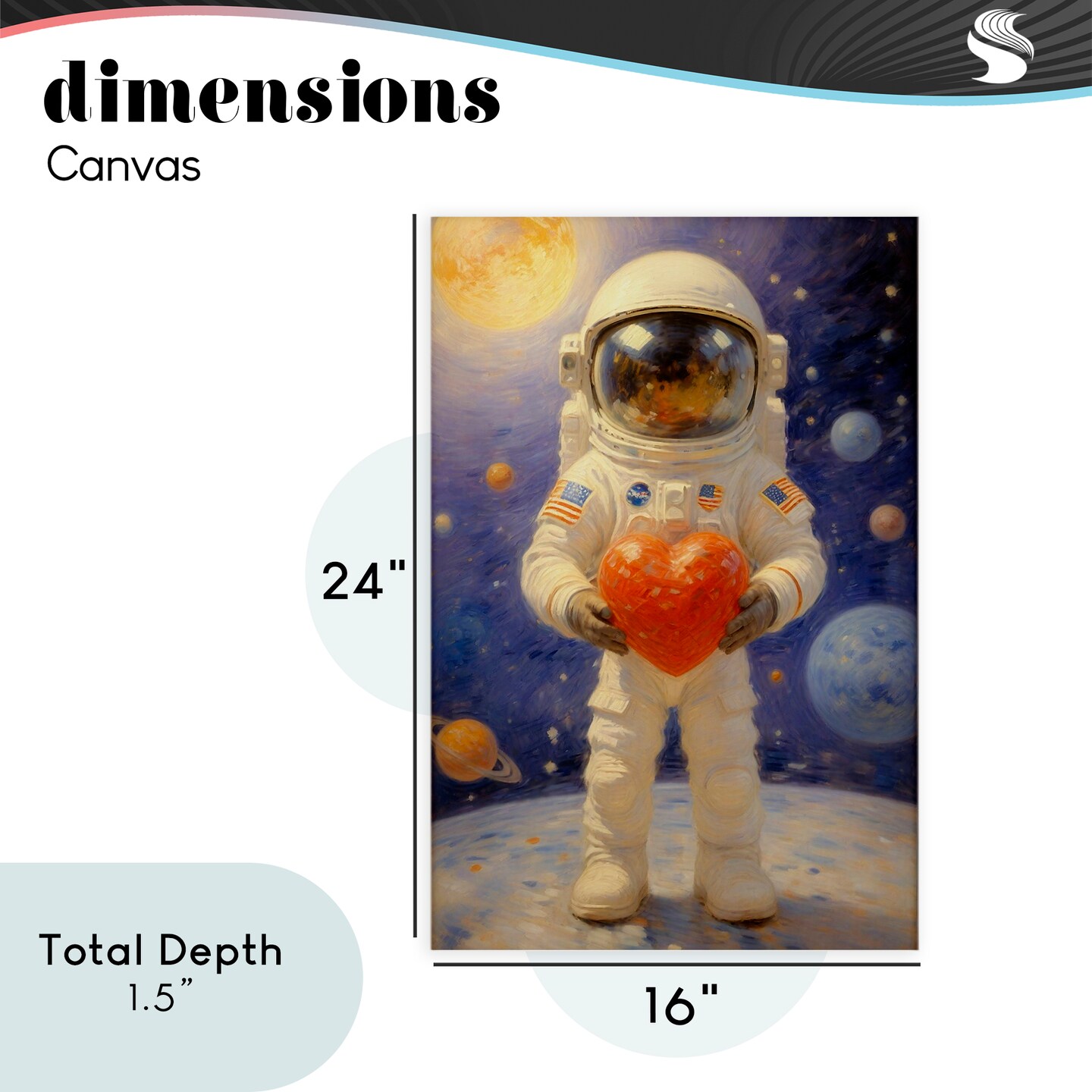 Stupell Industries Astronaut Holding Heart Canvas, design by Angie Hawke