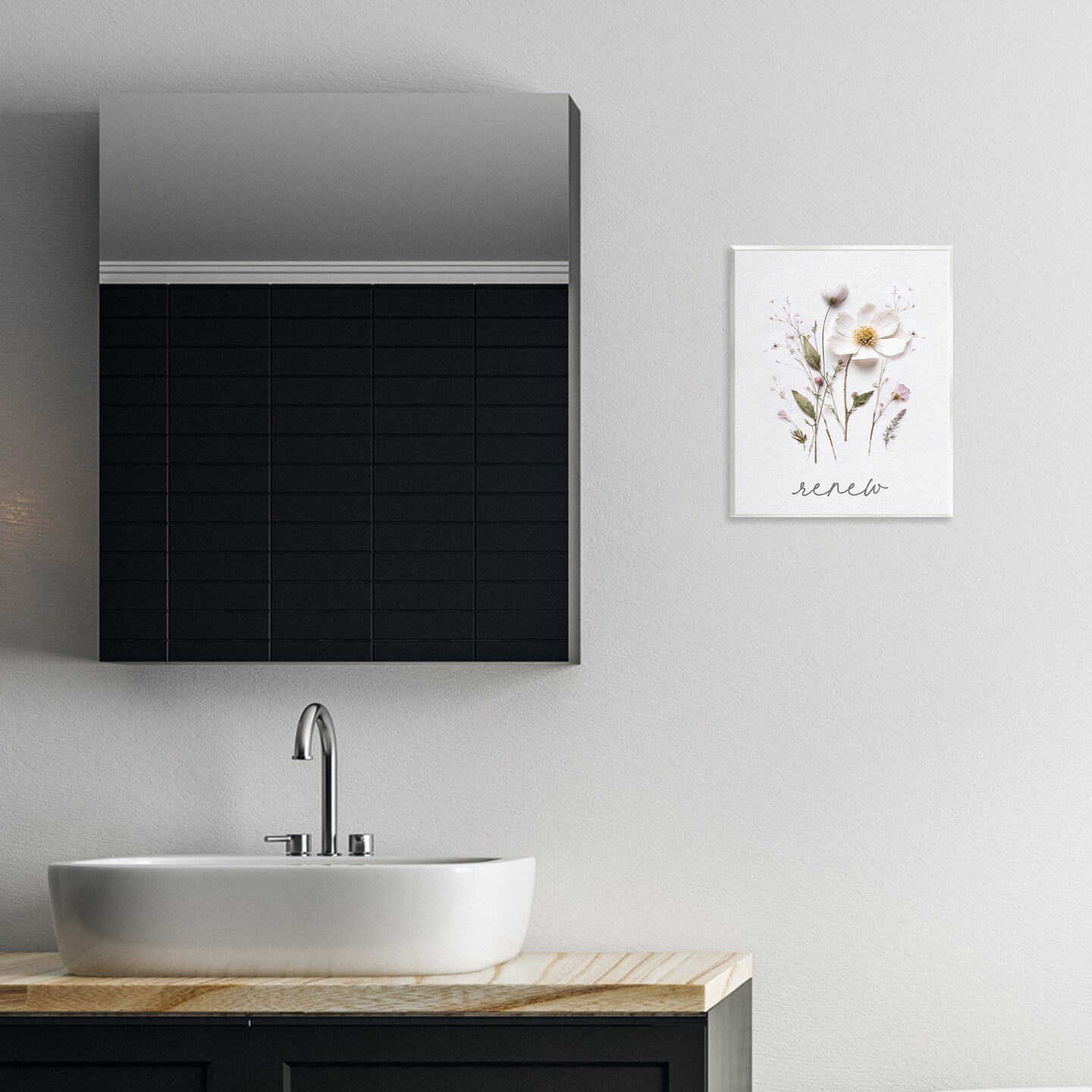 Stupell Industries Pressed Flowers Renew Wall Plaque, design by Lettered and Lined