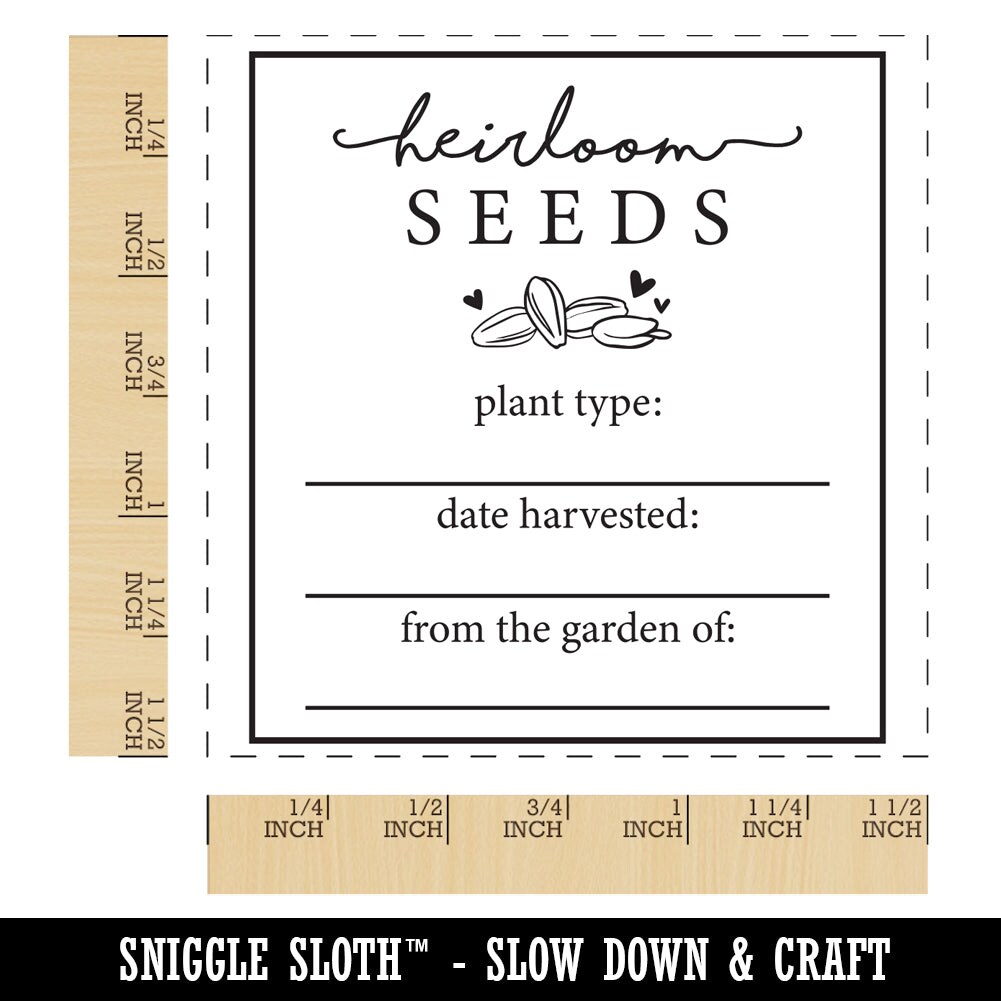 Sweet Elegant Heirloom Seed Packet Label Self-Inking Rubber Stamp Ink Stamper