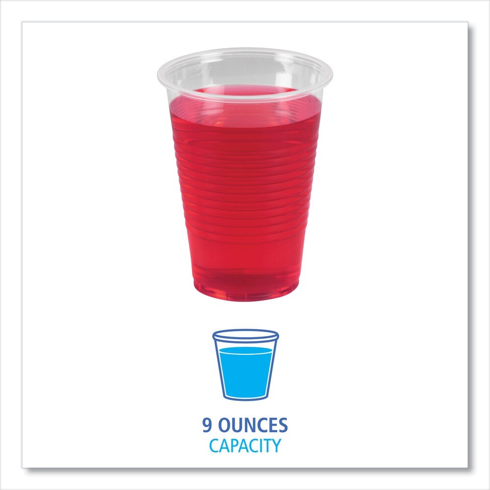 Boardwalk 9 oz. Polypropylene Plastic Cold Cups - Translucent (100 Cups/Sleeve, 25 Sleeves/Carton)