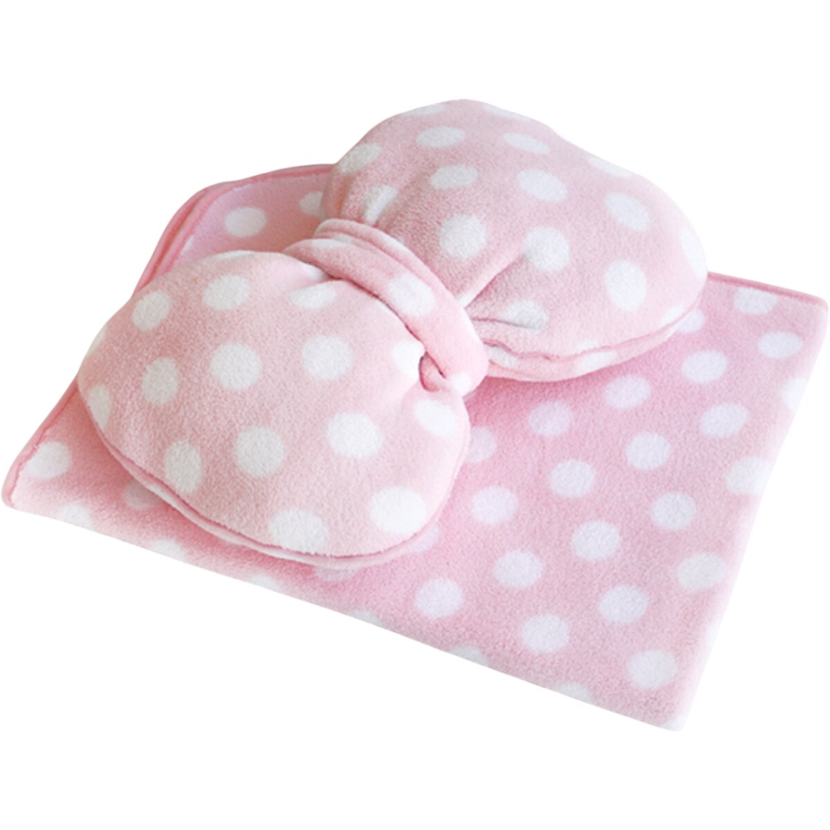 Polka Dot Pink Bow Fleece Throw, Cozy Travel Blanket, Machine Washable