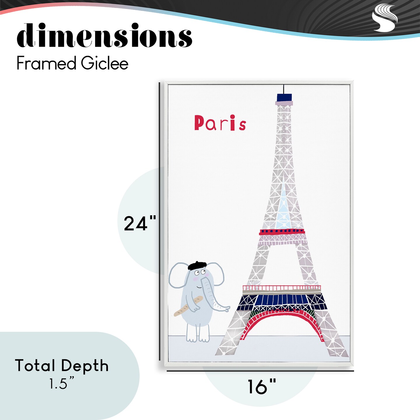 Stupell Industries Elephant & Eiffel Tower Framed Giclee, design by Carla Daly