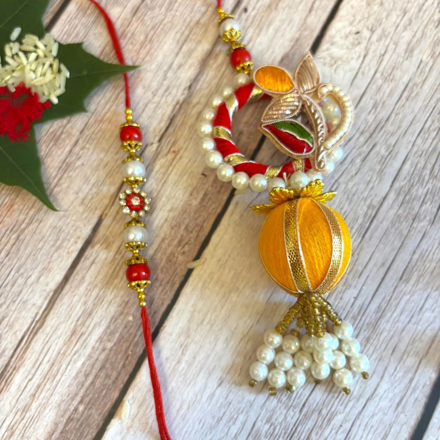 Leaf Lumba Designer Rakhi for Brother Gift Hamper for Brother Bhai and Bhabhi. Thread Bracelet for Rakshabandhan Raki. Rakasha Bandhan Gifts from Sister,