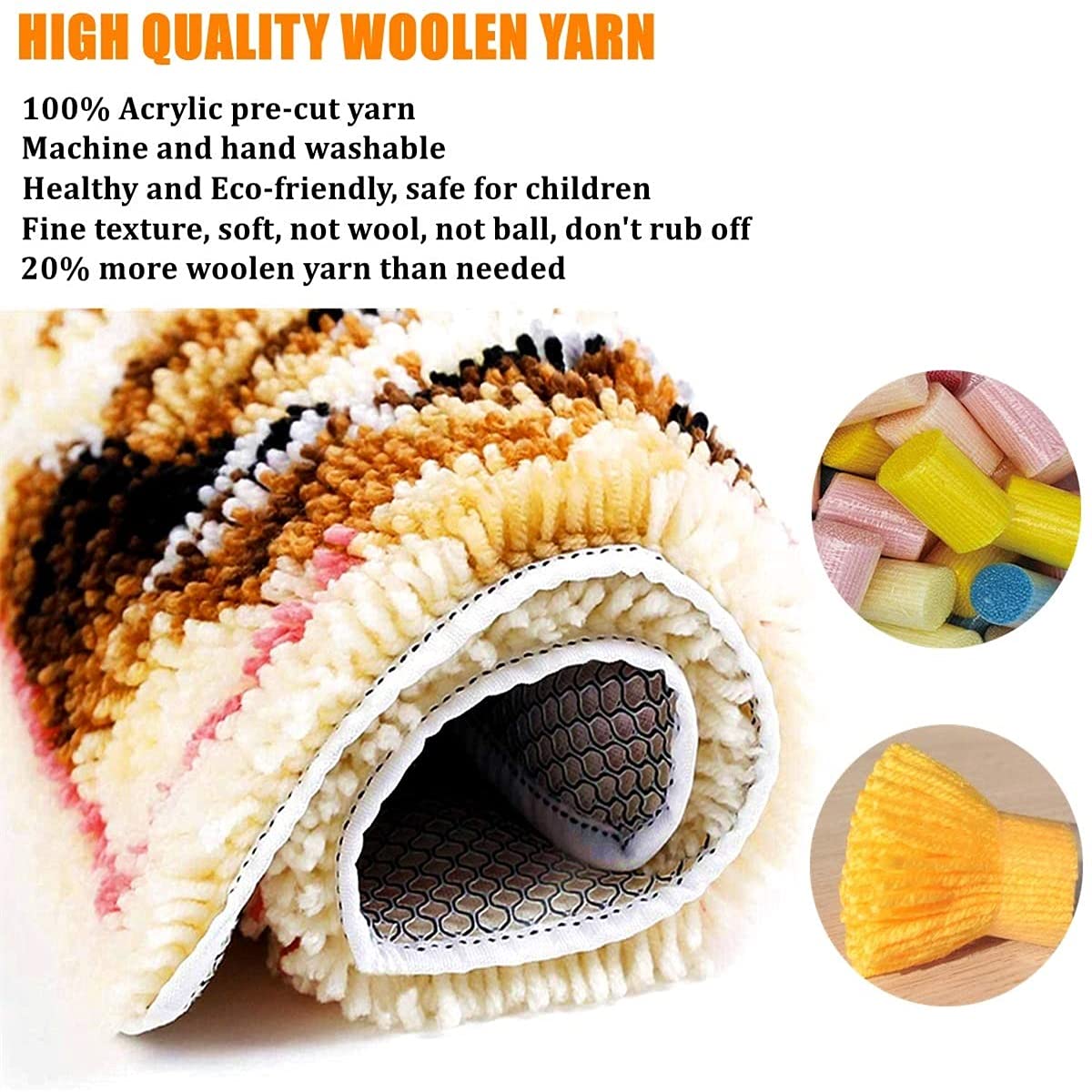 Latch Hook Rug Kits Printed Canvas DIY Rug Making Kits Home Decoration Needlework for Adults Beginners 20.5" X 15"(Sloth)