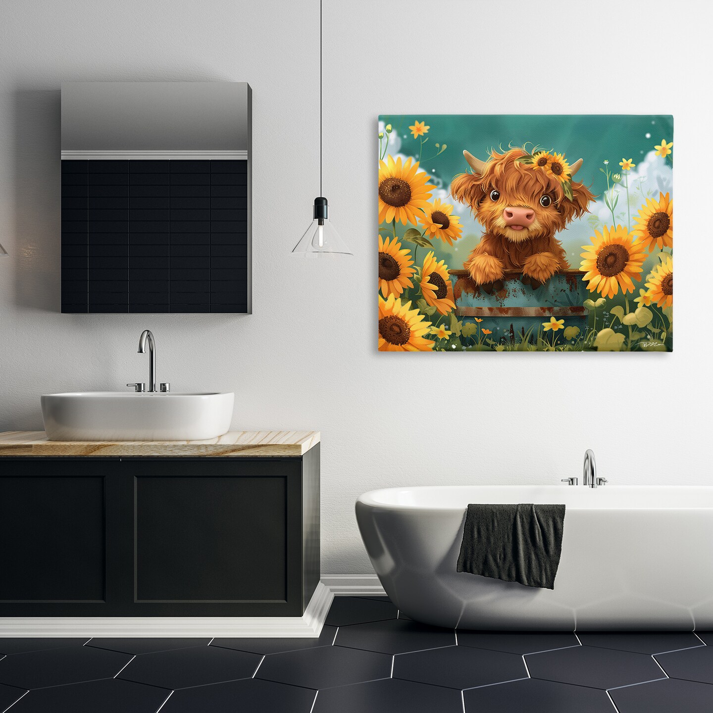 Stupell Industries Cute Happy Highland Cow Canvas, design by Momart