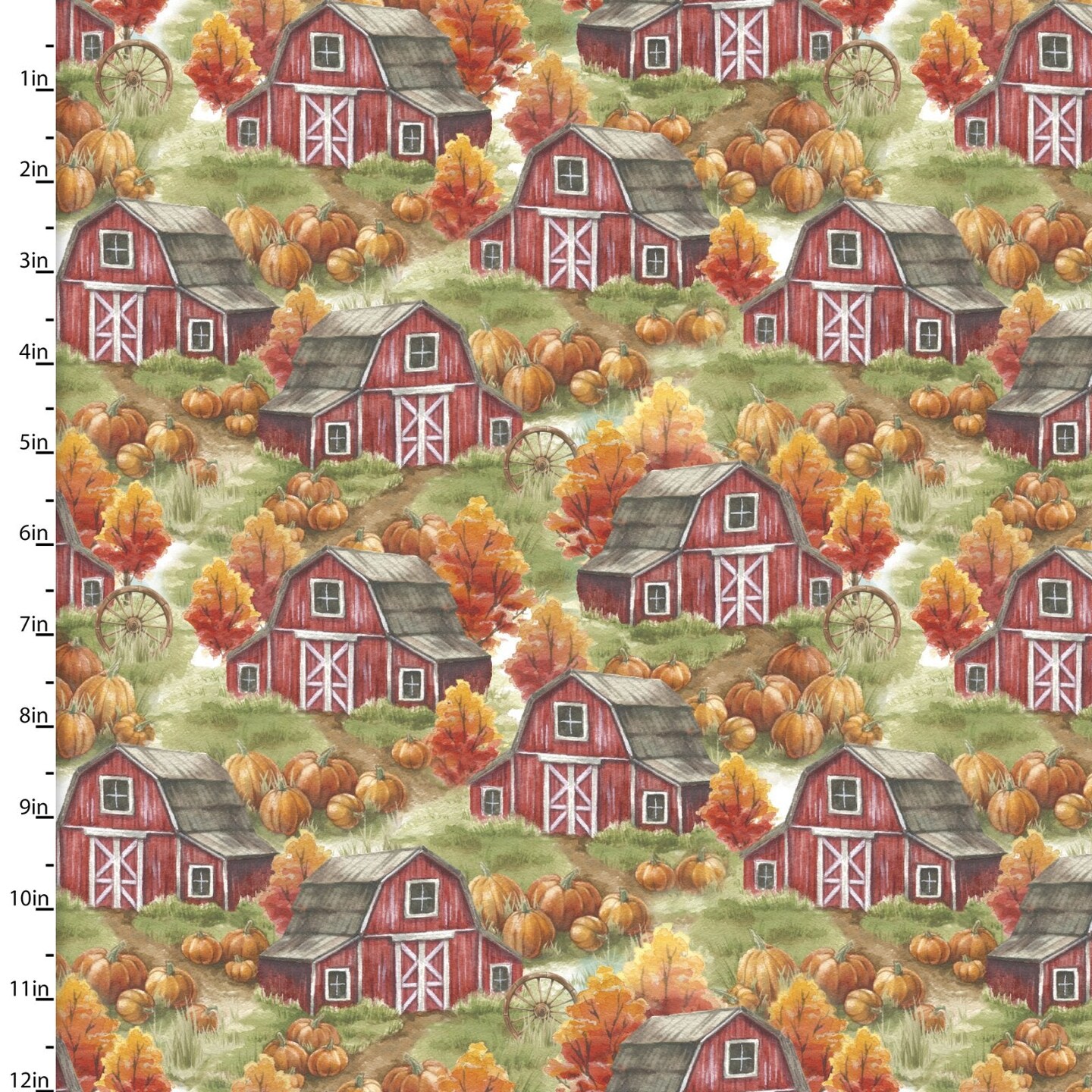 Fabric 3 Wishes Multi Scenic Barns Autumn Days by the Quarter Yard 23665-MLT