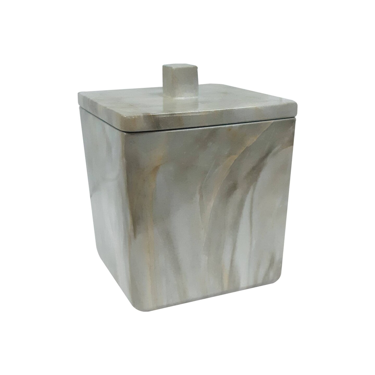 Resin Vanity Jar | Decorative Canister for Bathroom & Bedroom | Marble Finish