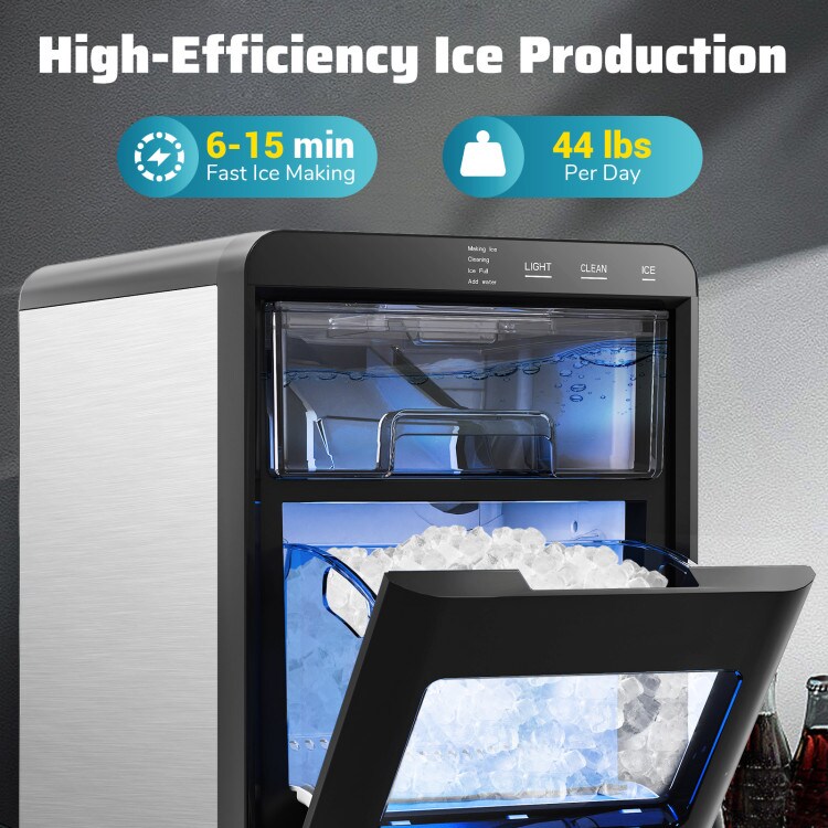 Countertop Nugget Ice Maker with Soft Chewable Pellet Ice Machine